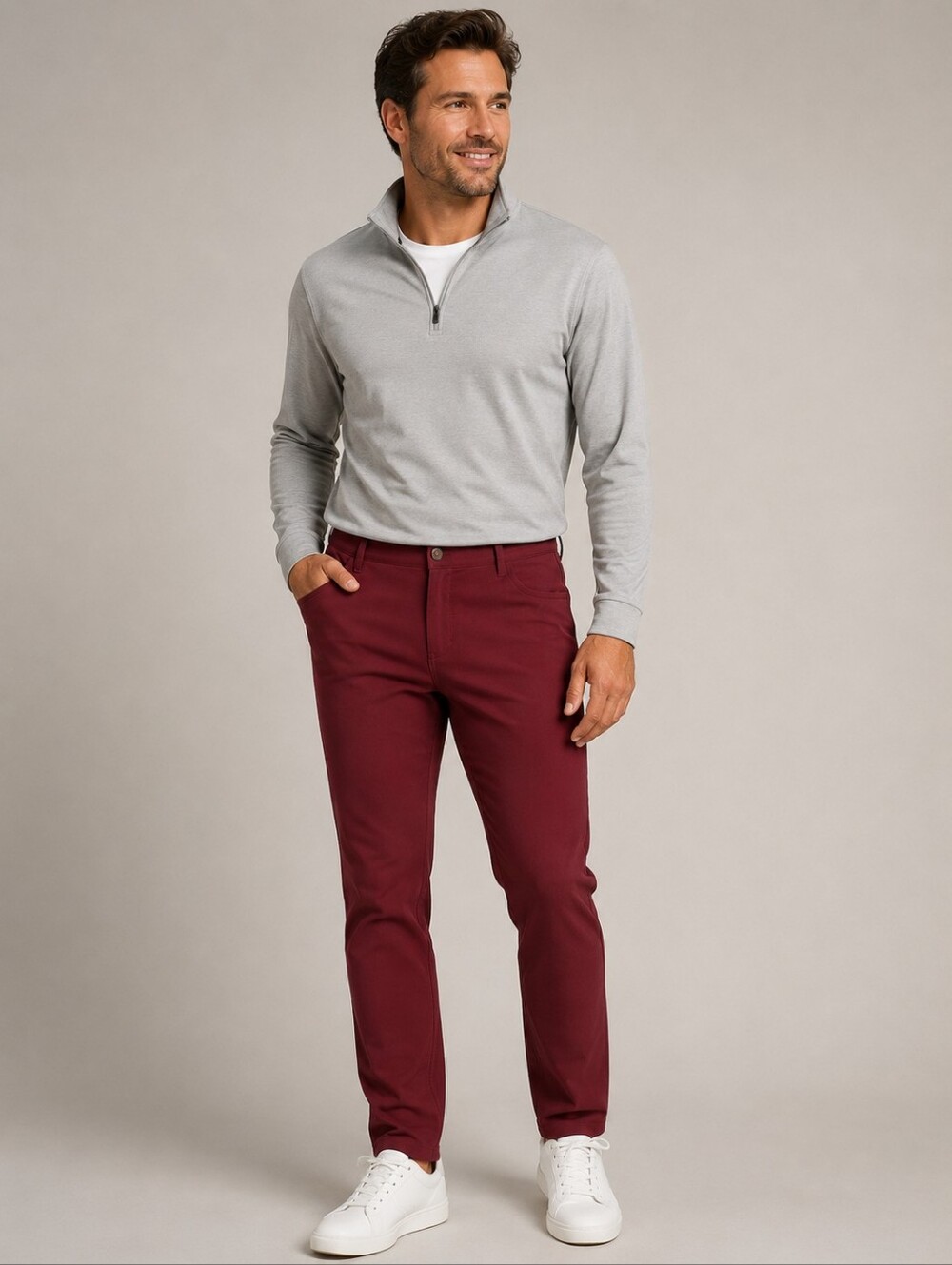 Dunning Golf Stretch Pull-On Slim Pants in Burgundy Size 35/32